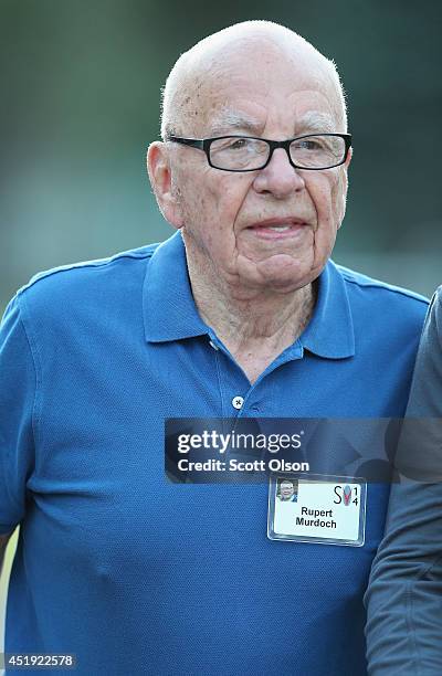 Rupert Murdoch, chairman of News Corp., arrives for the morning session at the Allen & Company Sun Valley Conference on July 9, 2014 in Sun Valley,...