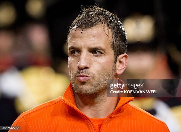 Netherlands national football team player Rafael van der Vaart poses on October 11, 2013 ahead of a World Cup 2014 qualification match against...