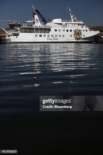 Former billionaire Eike Batista's yacht, registered as Spirit of Brazil VII and known as the Pink Fleet, waits to be scrapped at the Cassinu shipyard...