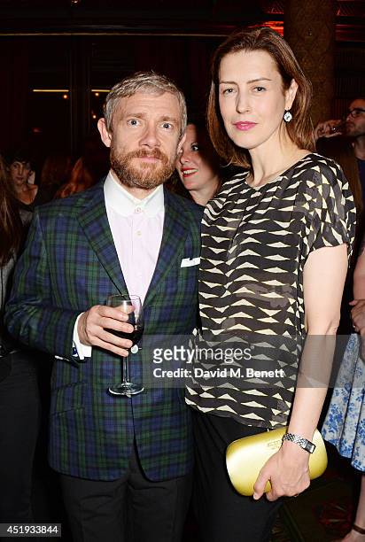 Cast members Martin Freeman and Gina McKee attend an after party celebrating the Gala Night performance of "Richard III", playing at the Trafalgar...