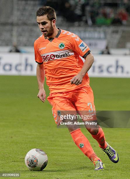 Niko Giesselmann of Greuther Fuerth in action during the match between TSV 1860 Muenchen and Greuther Fuerth at Allianz Arena on November 25, 2013 in...