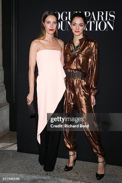 Vanessa Traina and Sofia Sanchez Barrenechea attend the Vogue Foundation Gala as part of Paris Fashion Week at Palais Galliera on July 9, 2014 in...