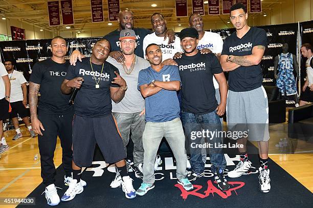 Isaiah Thomas, Jadakiss, Shaquille O'Neal, DJ Drama, Shawn Kemp, Dominique Wilkins, Lil Duval, Sway Calloway and Gerald Green attend the Reebok...