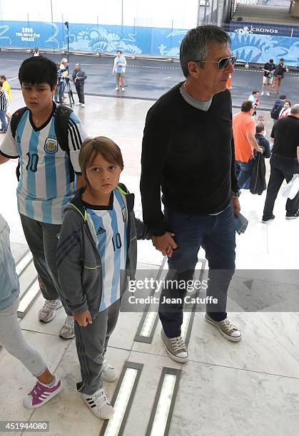 Jorge Horacio Messi, father of Lionel Messi of Argentina, attends with family the 2014 FIFA World Cup Brazil Semi Final match between Netherlands and...