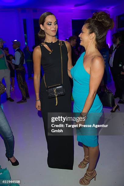 Gitta Saxx and Liliana Matthaeus attend the Guido Maria Kretschmer after show party during the Mercedes-Benz Fashion Week Spring/Summer 2015 at on...