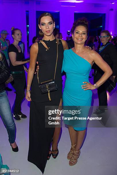 Gitta Saxx and Liliana Matthaeus attend the Guido Maria Kretschmer after show party during the Mercedes-Benz Fashion Week Spring/Summer 2015 at on...