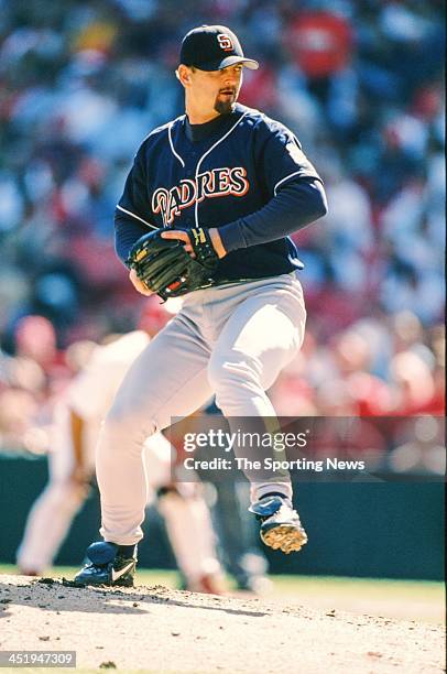 Trevor Hoffman of the San Diego Padres during the game against the St. Louis Cardinals on April 5, 1998 at Busch Stadium in St. Louis, Missouri.