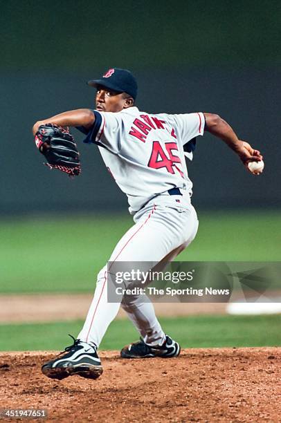Pedro Martinez of the Boston Red Sox during the game against the Kansas City Royals on May 9, 1998 at Kauffman Stadium in Kansas City, Missouri.