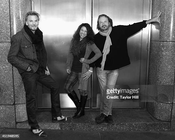 Musicians Kenny Loggins, Georgia Middleman, and Gary Burr of Blue Sky Riders pose for a private photo shoot in Rockefeller Center on November 21,...