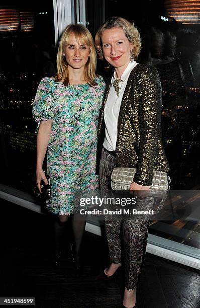 Trish Halpin and Laura Larbalestier attend the Matthew Williamson and Gwyneth Paltrow Kids Company dinner at aqua shard on November 25, 2013 in...