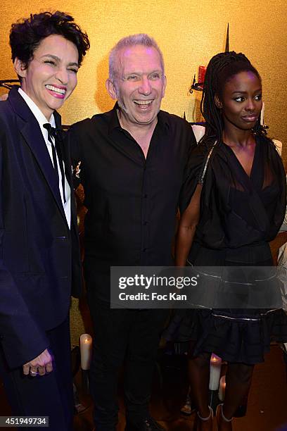 Farida Khelfa, Jean Paul Gaultier and Aissa Maiga attend the Jean Paul Gaultier show as part of Paris Fashion Week - Haute Couture Fall/Winter...