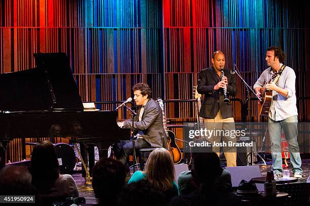 Croce , Evan Christopher and Michael Bizar perform at the Old U.S. Mint on July 9, 2014 in New Orleans, Louisiana.