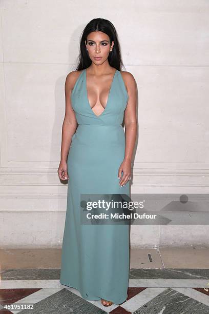 Kim Kardashian attends at Valentino show as part of Paris Fashion Week - Haute Couture Fall/Winter 2014-2015 at Hotel Salomon de Rothschild on July...