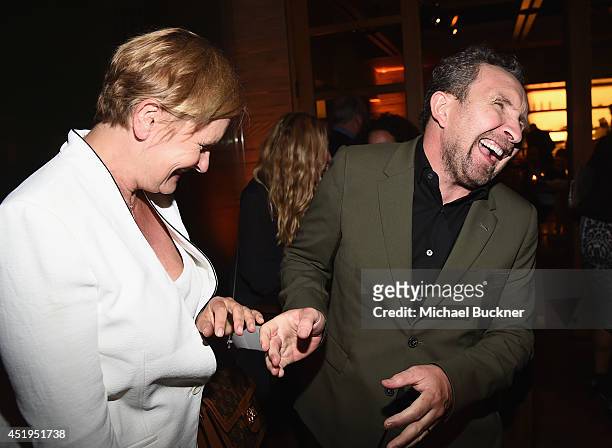 Actress Denise Crosby and actor Eddie Marsan attend the premiere of Season 2 of Showtime's "Ray Donovan" presented by Time Warner Cable at Nobu...