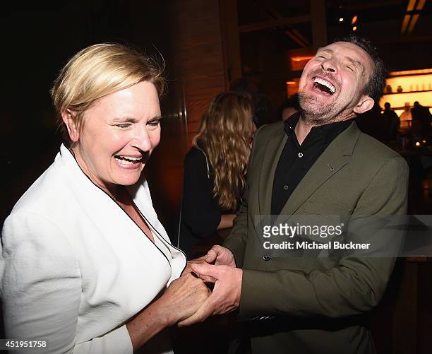 Actress Denise Crosby and actor Eddie Marsan attend the premiere of Season 2 of Showtime's "Ray Donovan" presented by Time Warner Cable at Nobu...