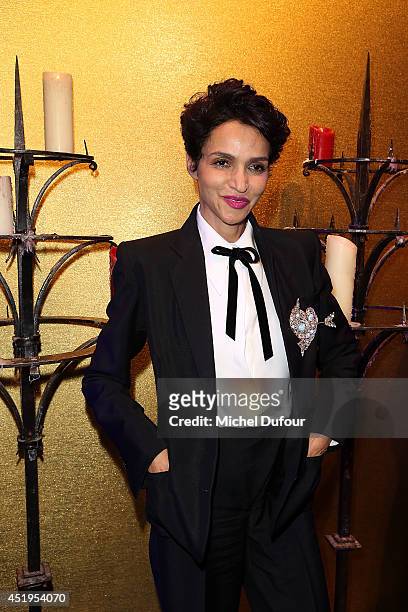 Farida Khelfa attends the Jean Paul Gaultier show as part of Paris Fashion Week - Haute Couture Fall/Winter 2014-2015 at 325 Rue Saint Martin on July...