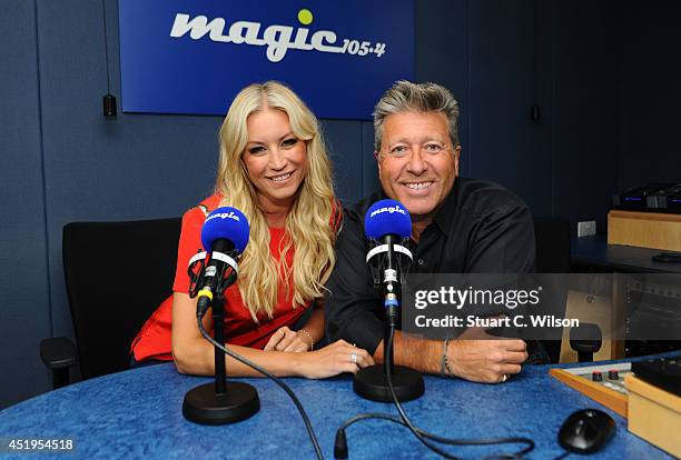 Denise Van Outen visits Neil Fox on Magic.FM at Magic FM Studio on July 10, 2014 in London, England.
