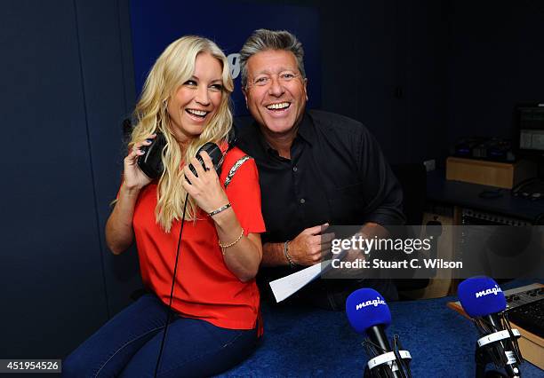 Denise Van Outen visits Neil Fox on Magic.FM at Magic FM Studio on July 10, 2014 in London, England.