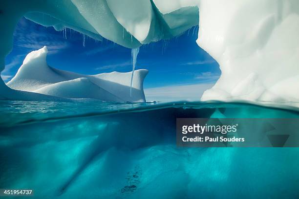 underwater iceberg, antarctic peninsula - underwater iceberg stock-fotos und bilder
