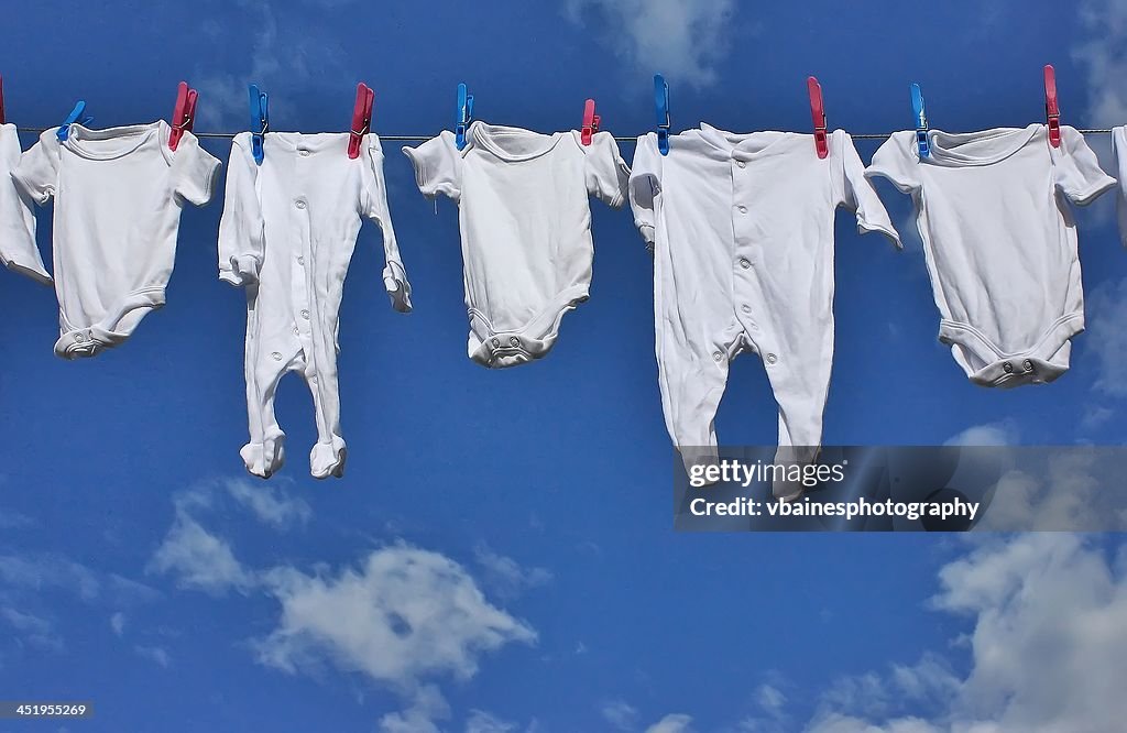 Baby clothes on washing line