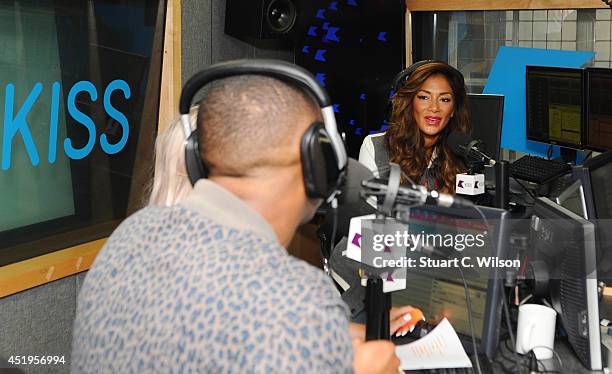 Nicole Scherzinger talks with Ricky Haywood Williams as she visits Kiss.FM at Kiss FM Studio's on July 10, 2014 in London, England.