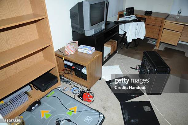 In this handout crime scene evidence photo provided by the Connecticut State Police, shows 2nd Floor computer room at the suspect's house on...