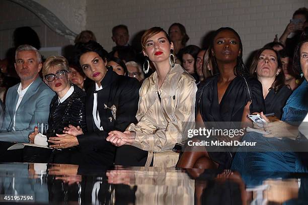 Baz Luhrmann, Catherine Martin,Farida Khelfa, Louise Bourgoin and Aissa Maiga attend the Jean Paul Gaultier show as part of Paris Fashion Week -...