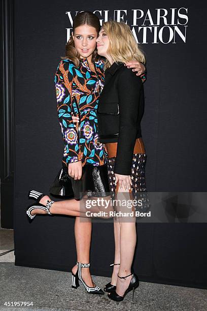 Adele Exarchopoulos and Camille Seydoux attend the Vogue Foundation Gala as part of Paris Fashion Week at Palais Galliera on July 9, 2014 in Paris,...