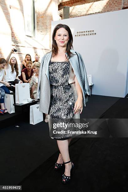 Actress Katie Lowes attends the Schumacher show during the Mercedes-Benz Fashion Week Spring/Summer 2015 at Sankt Elisabeth Kirche on July 10, 2014...