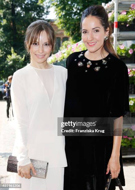 Mina Tander and Johanna Klum attend the Schumacher show during the Mercedes-Benz Fashion Week Spring/Summer 2015 at Sankt Elisabeth Kirche on July...
