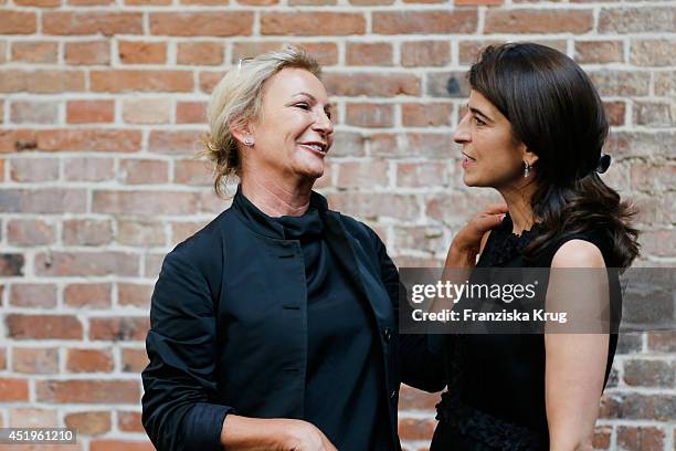 Sabine Christiansen and Dorothee Schumacher attend the Schumacher show during the Mercedes-Benz Fashion Week Spring/Summer 2015 at Sankt Elisabeth...