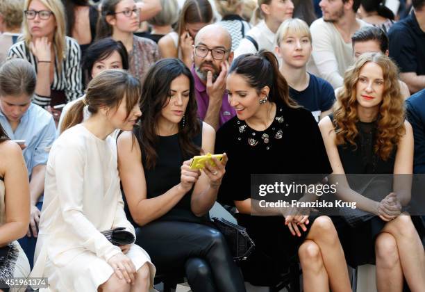 Mina Tander, Bettina Zimmermann, Johanna Klum and Chiara Schoras attend the Schumacher show during the Mercedes-Benz Fashion Week Spring/Summer 2015...