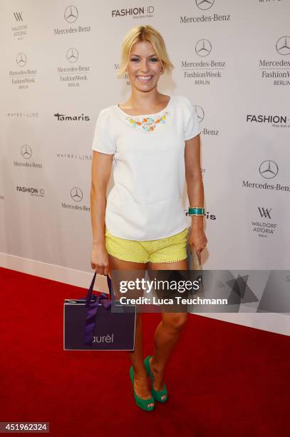Annica Hansen attends the Laurel show during the Mercedes-Benz Fashion Week Spring/Summer 2015 at Erika Hess Eisstadion on July 10, 2014 in Berlin,...