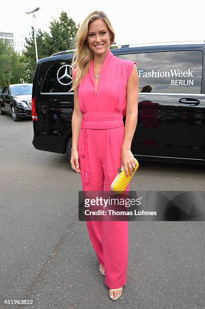Bar Refaeli attends the Laurel show during the Mercedes-Benz Fashion Week Spring/Summer 2015 at Erika Hess Eisstadion on July 10, 2014 in Berlin,...