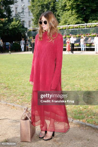 Maja Wyh attends the Schumacher show during the Mercedes-Benz Fashion Week Spring/Summer 2015 at Sankt Elisabeth Kirche on July 10, 2014 in Berlin,...