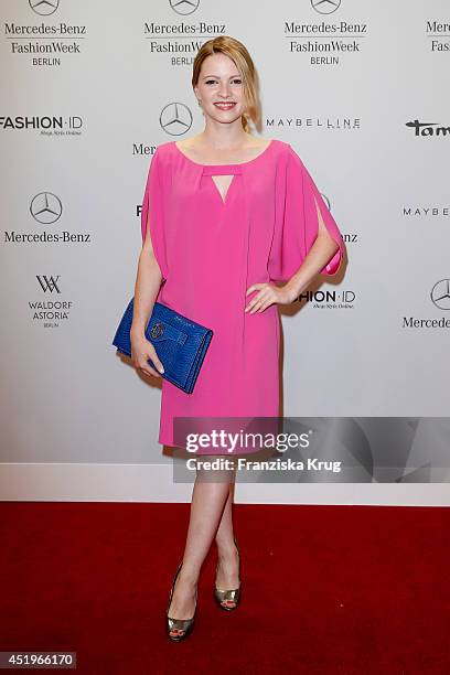 Jennifer Ulrich attends the Laurel show during the Mercedes-Benz Fashion Week Spring/Summer 2015 at Erika Hess Eisstadion on July 10, 2014 in Berlin,...