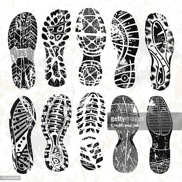 grunge shoe tracks - sole of shoe stock illustrations