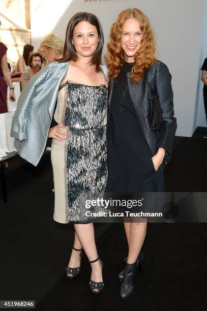 Katie Lowes and Chiara Schoras attend the Schumacher show during the Mercedes-Benz Fashion Week Spring/Summer 2015 at Sankt Elisabeth Kirche on July...