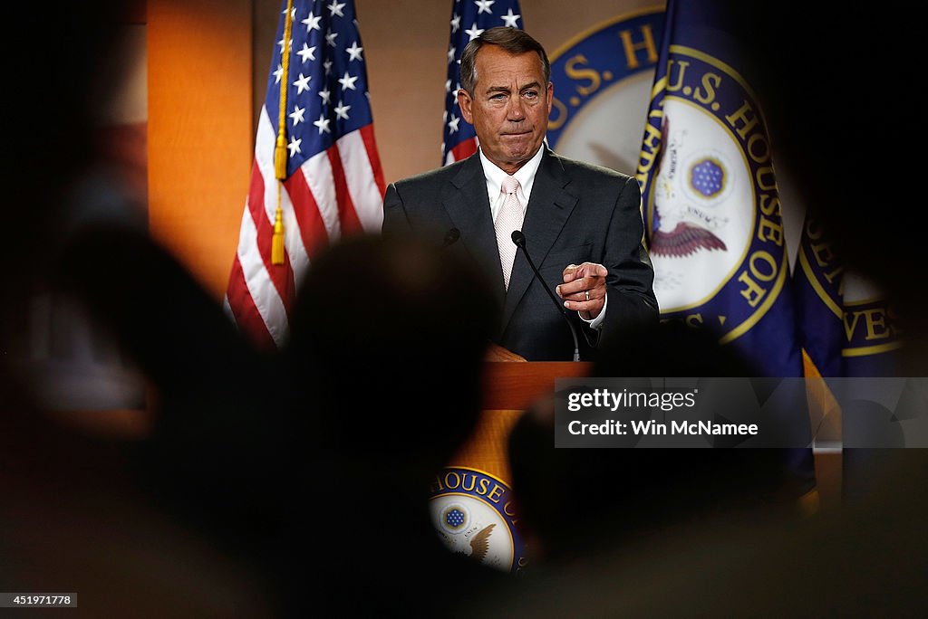 John Boehner Holds Press Briefing At The Capitol