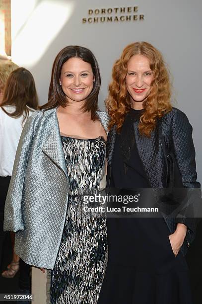 Katie Lowes and Chiara Schoras attend the Schumacher show during the Mercedes-Benz Fashion Week Spring/Summer 2015 at Sankt Elisabeth Kirche on July...
