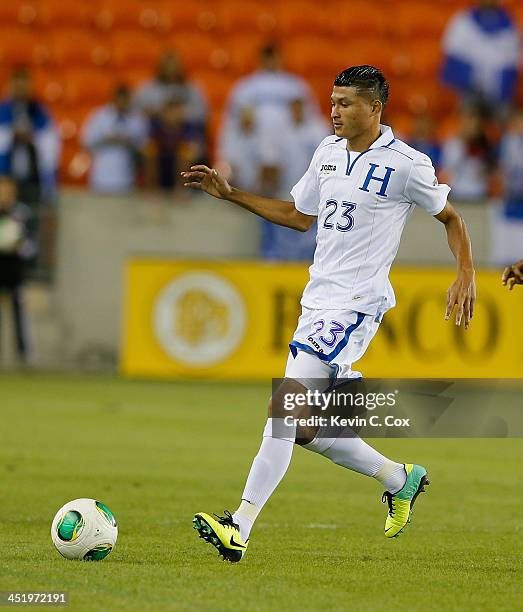 Edder Delgado of Honduras against Ecaudor during an international friendly match at BBVA Compass Stadium on November 19, 2013 in Houston, Texas.