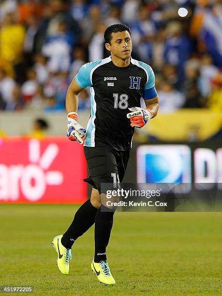 Goalkeeper Noel Valladares of Honduras against Ecuador during an international friendly match at BBVA Compass Stadium on November 19, 2013 in...