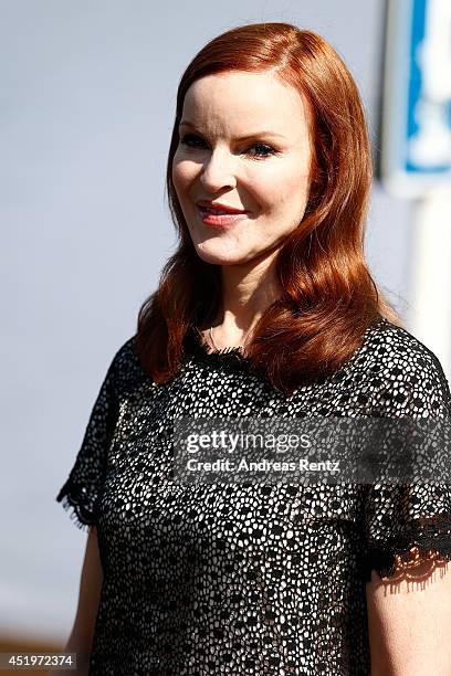 Actress Marcia Cross attends the Marc Cain show during the Mercedes-Benz Fashion Week Spring/Summer 2015 at Erika Hess Eisstadion on July 10, 2014 in...