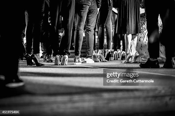 General view of models backstage before the Zuhair Murad show as part of Paris Fashion Week - Haute Couture Fall/Winter 2014-2015 at Palais Des Beaux...