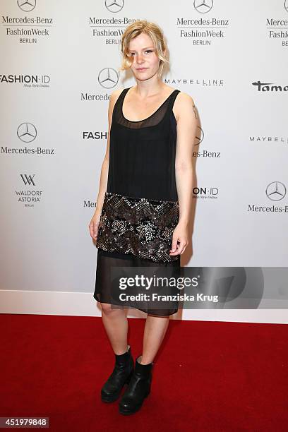 Hanna Antonsson attends the Laurel show during the Mercedes-Benz Fashion Week Spring/Summer 2015 at Erika Hess Eisstadion on July 10, 2014 in Berlin,...