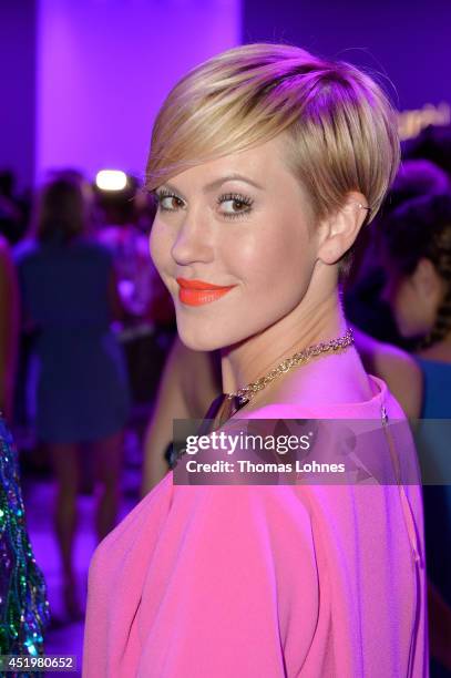 Wolke Hegenbarth attends the Laurel show during the Mercedes-Benz Fashion Week Spring/Summer 2015 at Erika Hess Eisstadion on July 10, 2014 in...