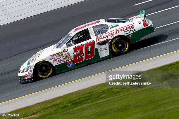 Gray Gaulding, driver of the Krispy Kreme Chevrolet drives during practice for the Granite State 100 in the K&N Pro Series East at New Hampshire...