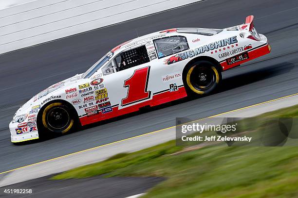 David Garbo, Jr., driver of the Big Machine Records/Garbo Lobster Toyota during practice for the Granite State 100 in the K&N Pro Series East at New...