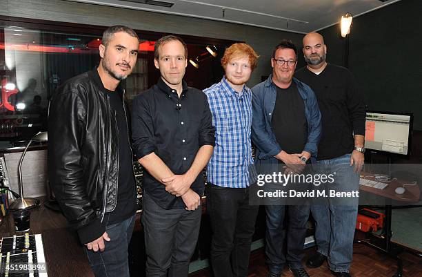 Zane Lowe, Luke Wood, Ed Sheeran, Spike Stent and Paul Rosenberg attend Beats Present: Sound Symposium on July 10, 2014 in London, England.