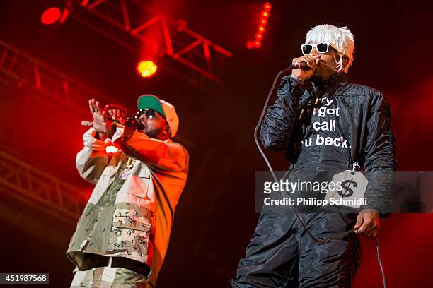 Andre 3000 and Big Boi of Outkast perform on stage at Openair Frauenfeld on July 10, 2014 in Frauenfeld, Switzerland.